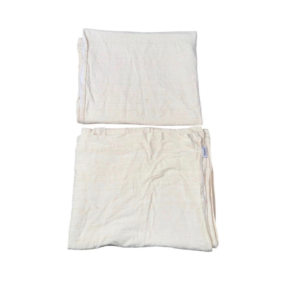 Quince Raw Silk Curtain Panel Set 48x84 Ivory Excellent Cotton Lined Textured